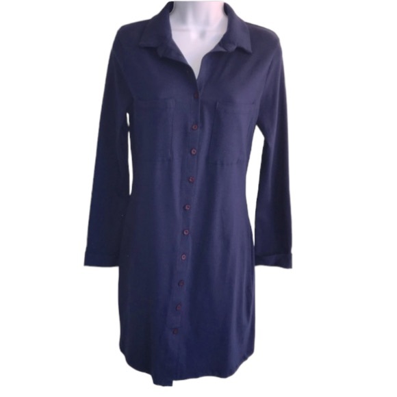 emory park Dresses & Skirts - Boutique Emory Park navy blue long sleeve button down shirtdress sz S NWT